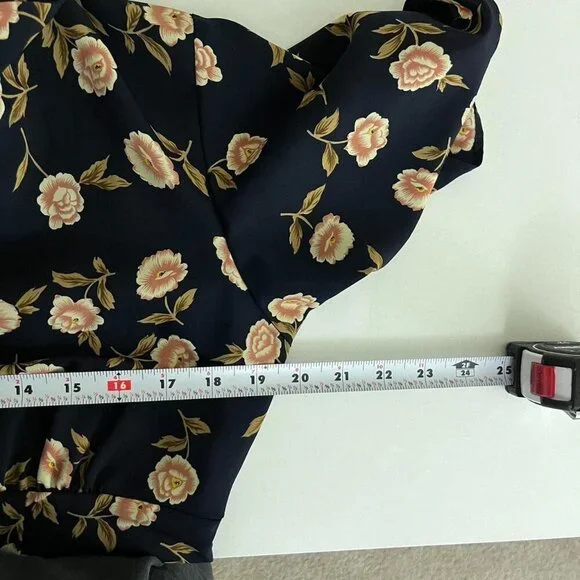 black floral vintage 90s midi dress - Picture 5 of 8